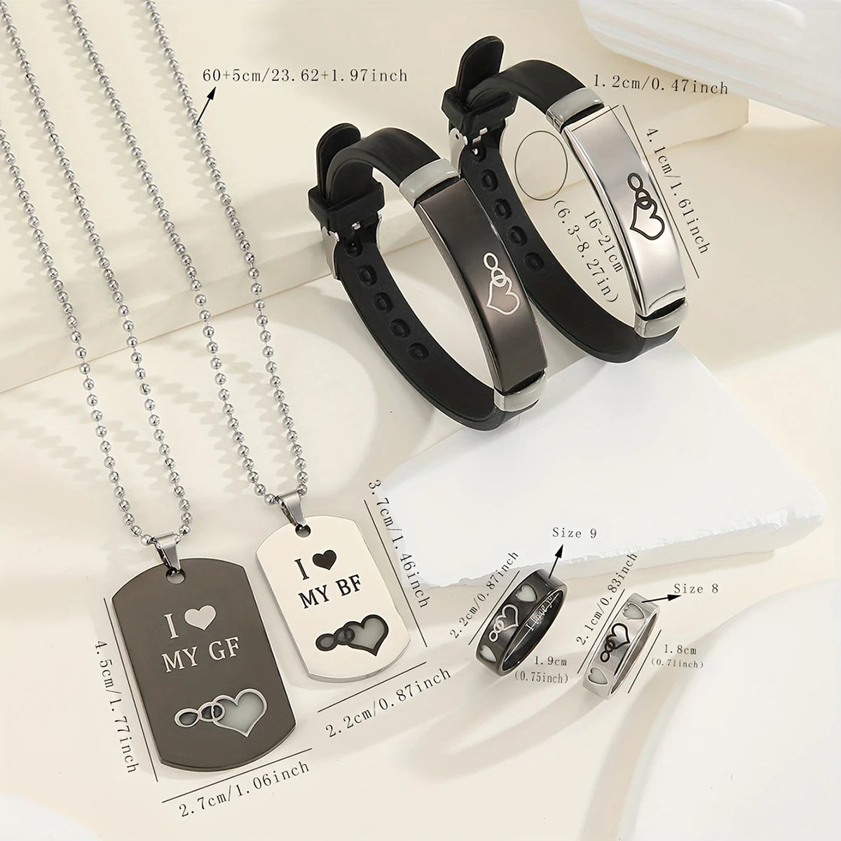 Six Piece Luminous Love Jewelry Set Necklace Ring Bracelet