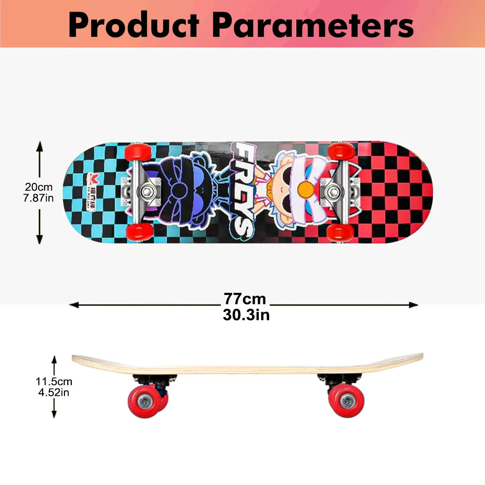 30 Inch Double Kick Skateboard For Teens And Beginners High Quality Wood Deck