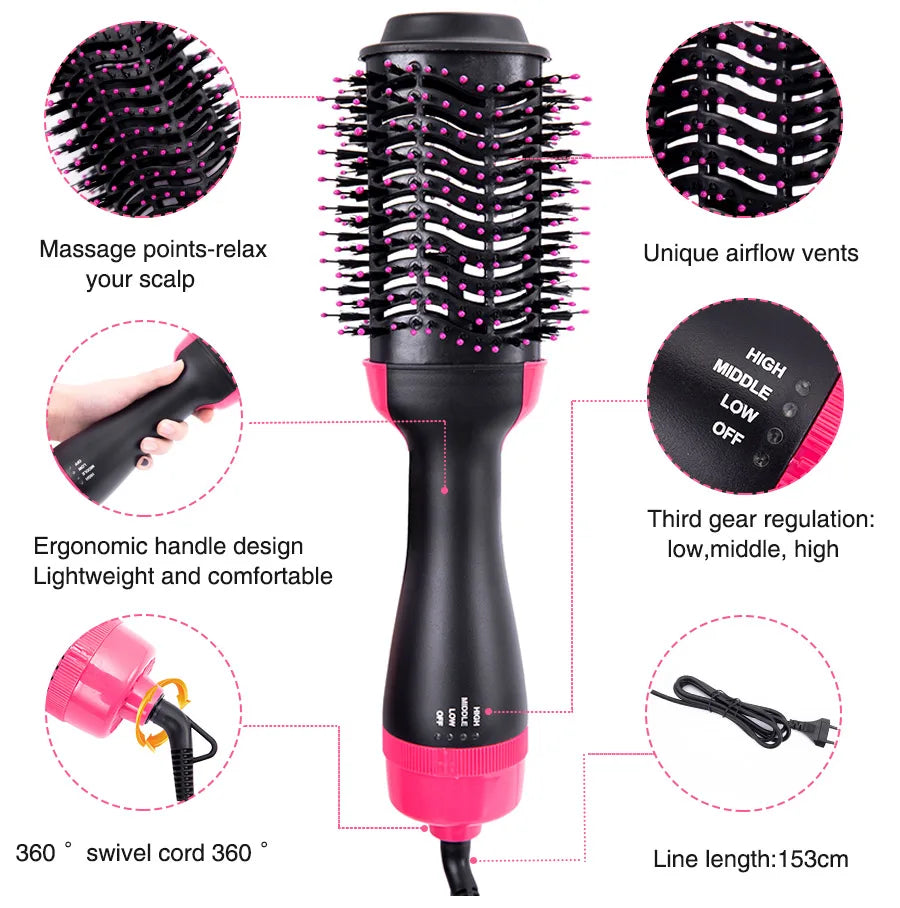 Multi Function Hair Dryer Brush 4 In 1 Styling Tools Styler Volumizer Hot Air Straightener Brush For All Hair