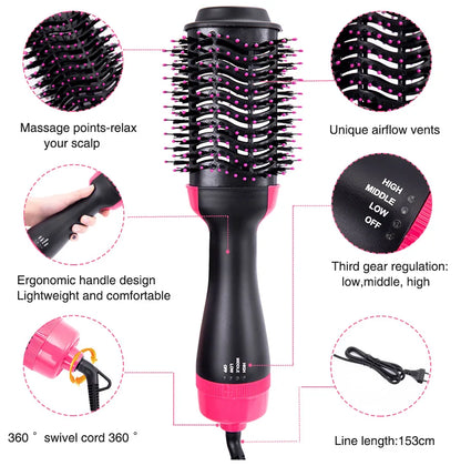 Multi Function Hair Dryer Brush 4 In 1 Styling Tools Styler Volumizer Hot Air Straightener Brush For All Hair