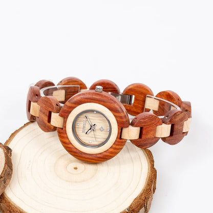 Natural Wooden Women Watch Handmade Quartz Wood Wristwatch