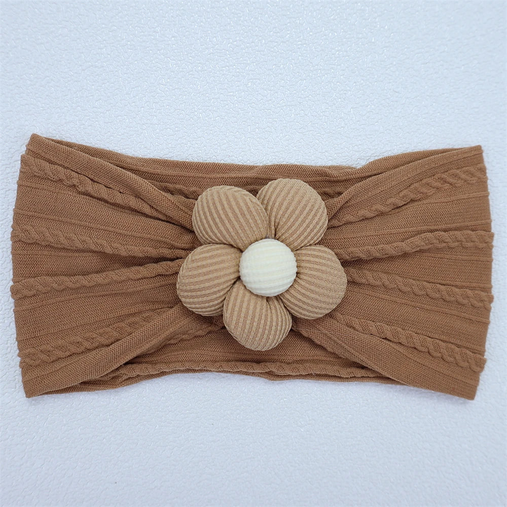 Newborn Baby Flower Nylon Headband For Girls Turban Style Hair Accessories