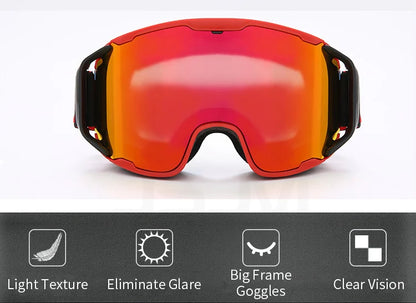 JSJM Double Layer Anti Fog Ski Goggles UV400 Protection for Snowboard Snowmobile