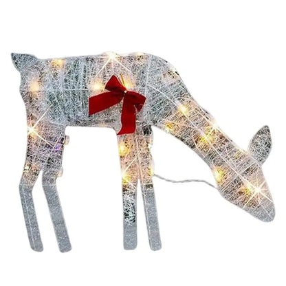 Led Light Iron Art Elk Deer Lighted Christmas Glow Reindeer Xmas Garden Decor