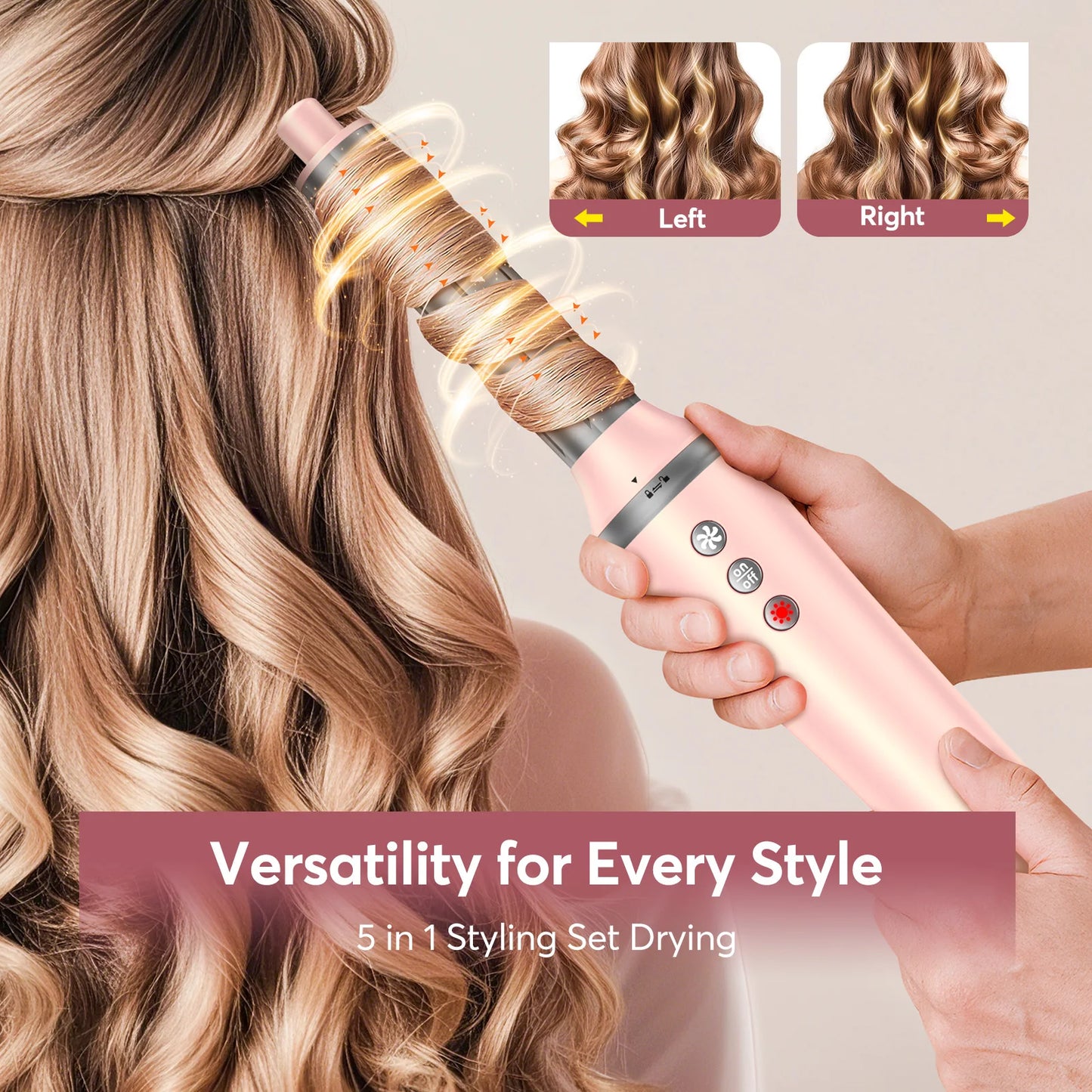 High Speed 5 In 1 Hair Dryer Hot Air Comb Set With Hair Brush Curling Iron
