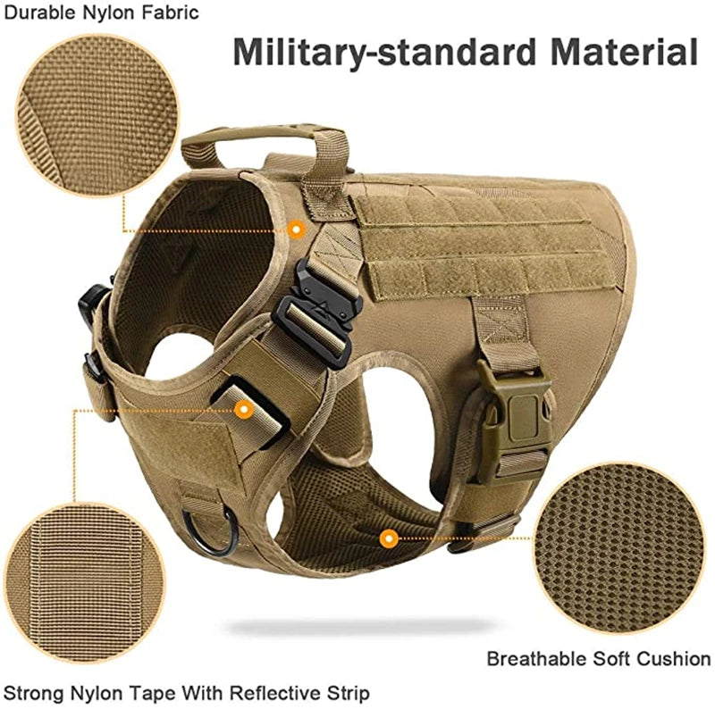 Military Tactical Dog Harness Vest And Leash Set For All Breeds Training