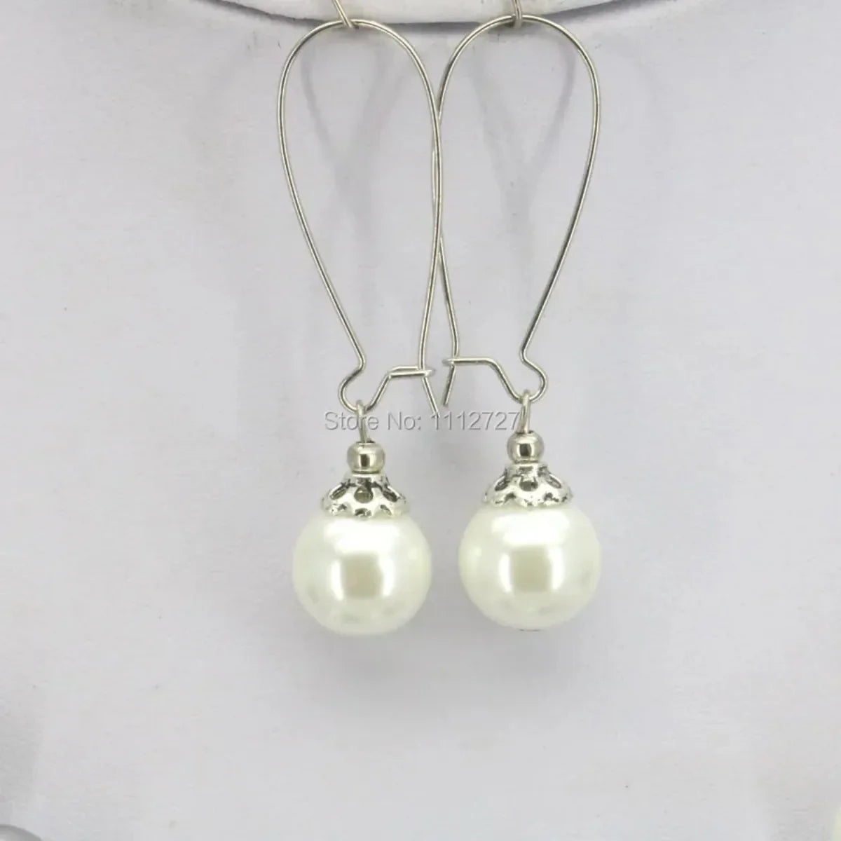 Orange 10mm Glass Pearl Bead Jewelry Set Necklace Bracelet Earrings For Women Girls