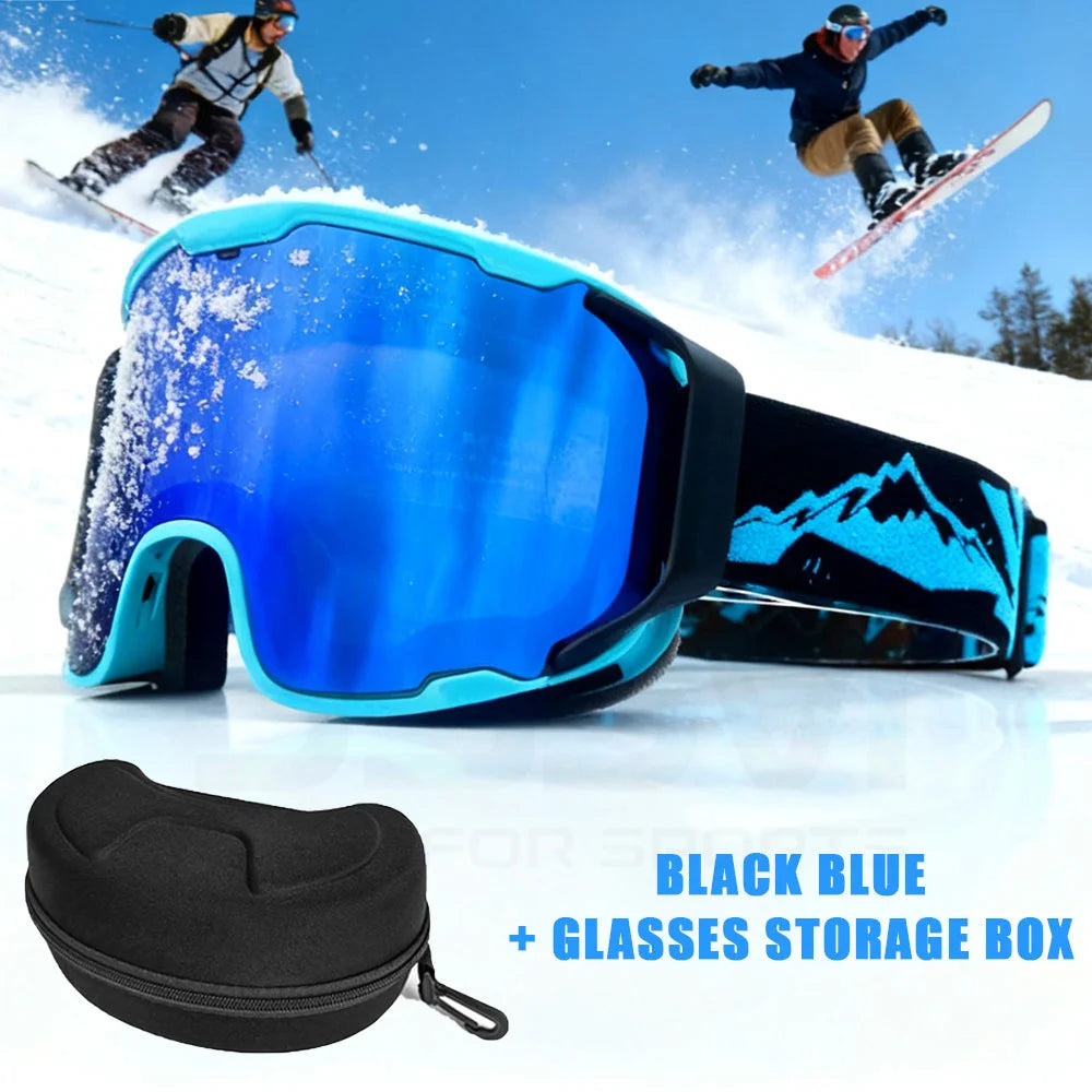 JSJM Double Layer Anti Fog Ski Goggles UV400 Protection for Snowboard Snowmobile