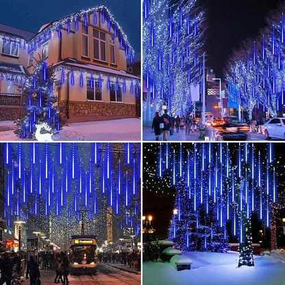 8 Tubes LED Meteor Shower Lights Outdoor Solar Fairy String Christmas Yard Decor