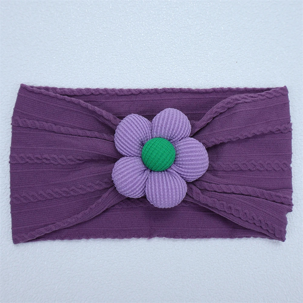 Newborn Baby Flower Nylon Headband For Girls Turban Style Hair Accessories