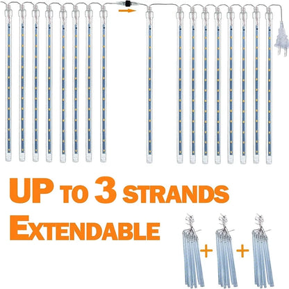 8 Tubes LED Meteor Shower Lights Outdoor Solar Fairy String Christmas Yard Decor