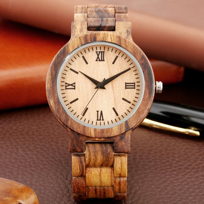 Natural Zebrawood Bangle Watch for Men Quartz Wristwatch