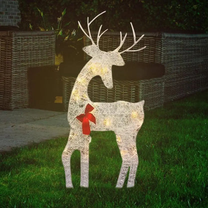 Led Light Iron Art Elk Deer Lighted Christmas Glow Reindeer Xmas Garden Decor