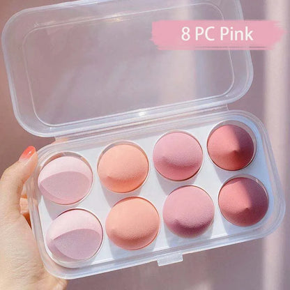 Hydrophilic Non Latex Water Drop Jelly Puff Dual Purpose Makeup Egg Set 8 Pieces