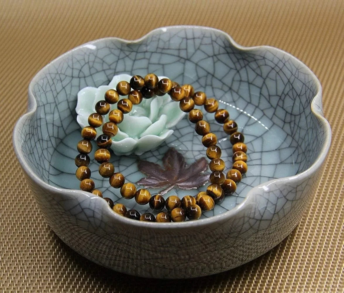 Tiger Eye Elastic Bracelet Handmade Natural Gemstone Jewelry Gift For Women