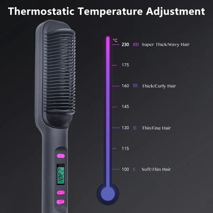 Hair Straightener Brush Electric Hot Comb For Dry And Wet Hair Curly Styling