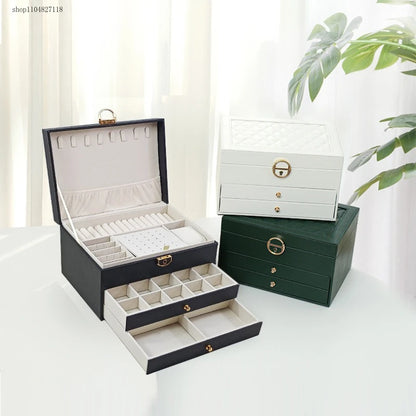 Three Layer Large Capacity Jewelry Storage Box With Compartments For Necklaces Bracelets Rings Watches And Earrings