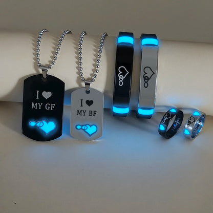 Six Piece Luminous Love Jewelry Set Necklace Ring Bracelet