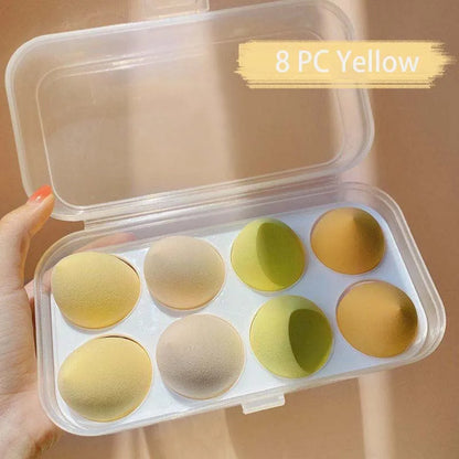 Hydrophilic Non Latex Water Drop Jelly Puff Dual Purpose Makeup Egg Set 8 Pieces