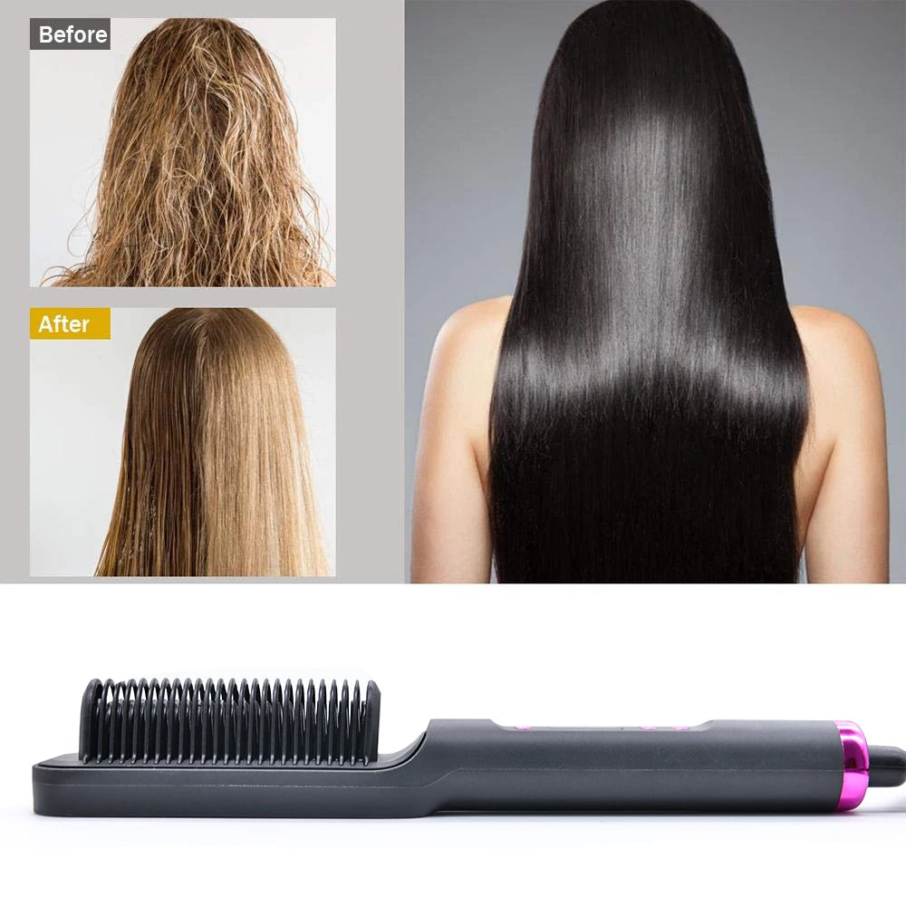 Hair Straightener Brush Electric Hot Comb For Dry And Wet Hair Curly Styling