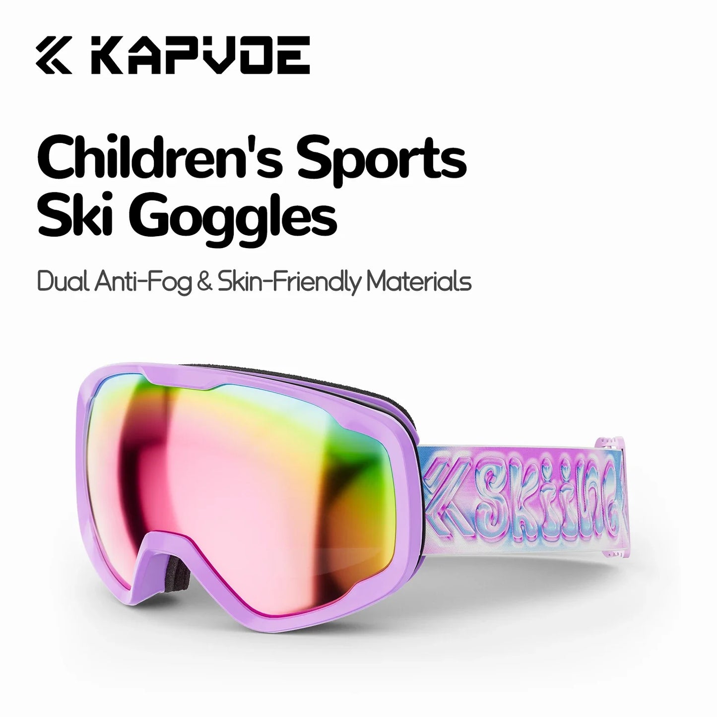 Kapvoe Child Snow Goggles UV400 Anti Fog Lenses Ski Snowboard Glasses