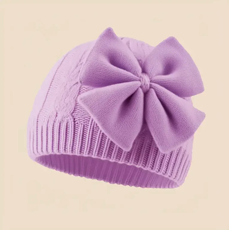 Baby Knit Hat With Large Bow For Girls And Boys Soft Stretchy Winter Beanie