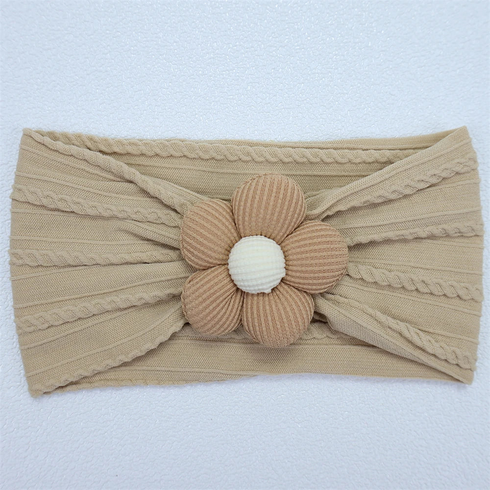 Newborn Baby Flower Nylon Headband For Girls Turban Style Hair Accessories