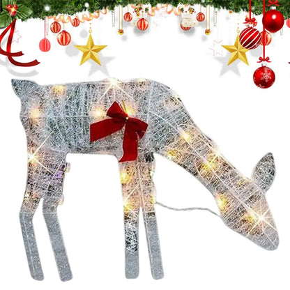 Led Light Iron Art Elk Deer Lighted Christmas Glow Reindeer Xmas Garden Decor