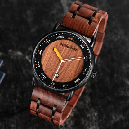 Bobo Bird Wooden Quartz Watch For Men With Date Display