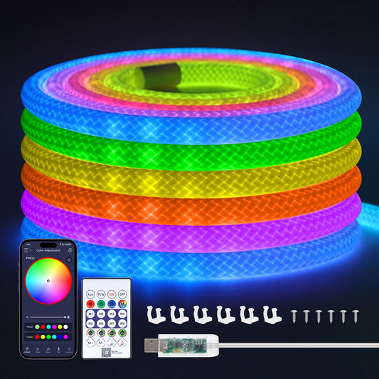 360 Round WS2812B WS2811 Neon LED Strip Kit 5V Bluetooth Addressable RGB IP67