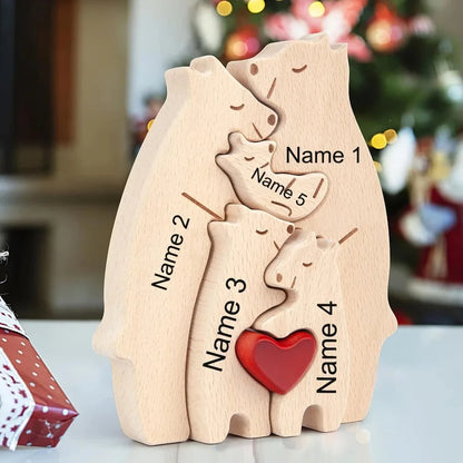 Personalized Name Wooden Bear Family Puzzle Home Decor Gift for Baby Mom