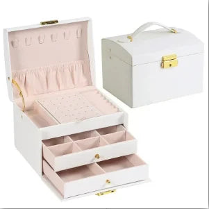 Three Layer Large Capacity Jewelry Storage Box With Compartments For Necklaces Bracelets Rings Watches And Earrings