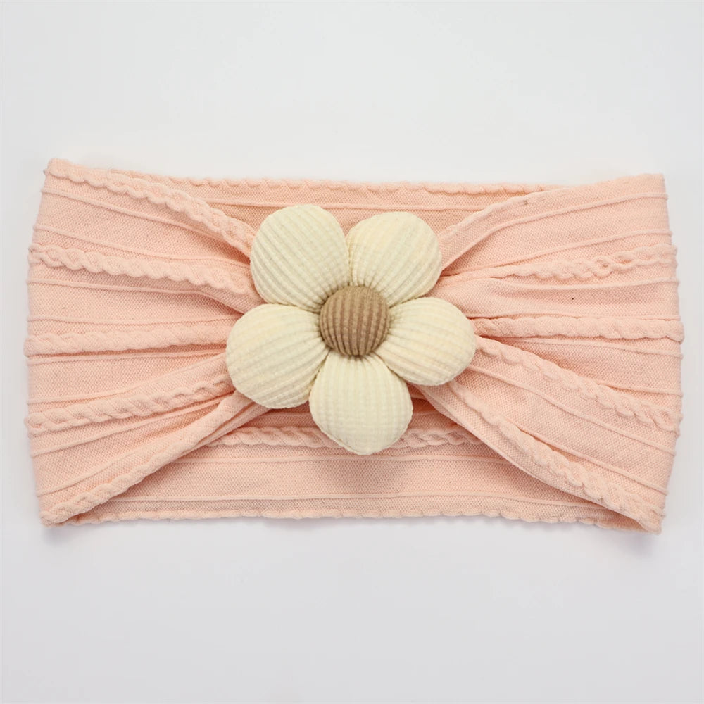Newborn Baby Flower Nylon Headband For Girls Turban Style Hair Accessories