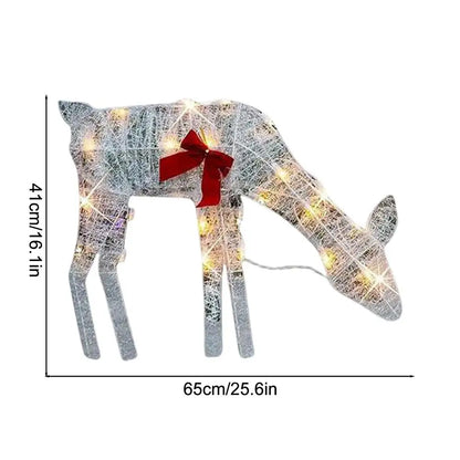 Led Light Iron Art Elk Deer Lighted Christmas Glow Reindeer Xmas Garden Decor