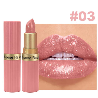 Pearlescent Pink Glitter Velvet Lipstick Waterproof Long Lasting Matte Lip Color