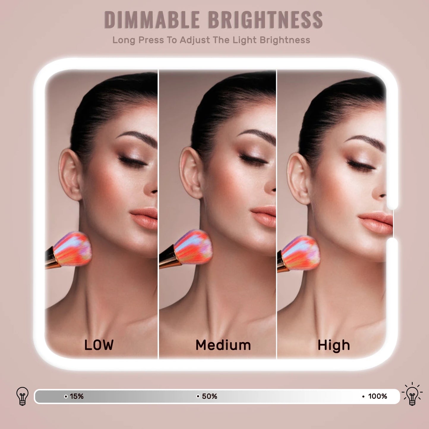 Travel Makeup Bag With LED Lighted Mirror Dividers Case