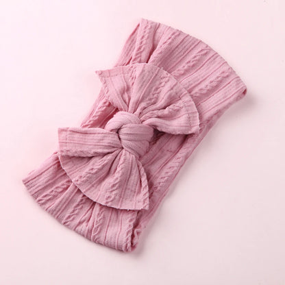 Solid Nylon Bow Headbands for Baby Girls Soft Wide Turbans Hair Accessories