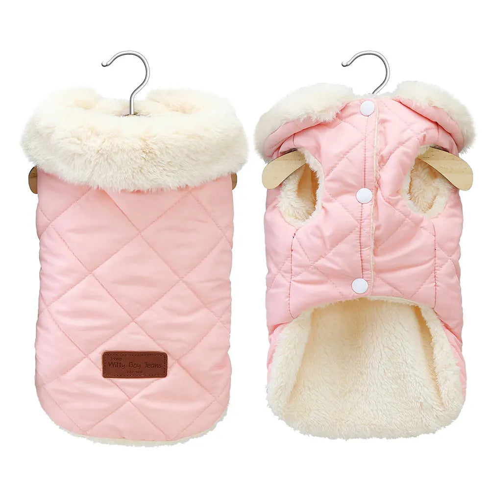 Warm Winter Dog Coat With Fur Collar For Small Breeds Chihuahua Yorkie Didog