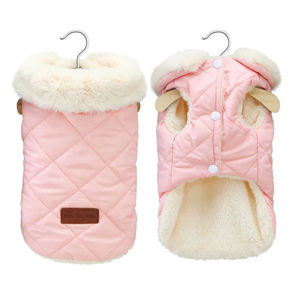 Warm Winter Dog Coat With Fur Collar For Small Breeds Chihuahua Yorkie Didog