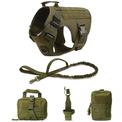 Military Tactical Dog Harness Vest And Leash Set For All Breeds Training