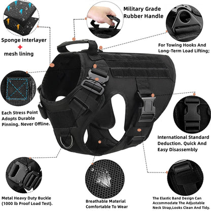 Military Tactical Dog Harness Vest And Leash Set For All Breeds Training