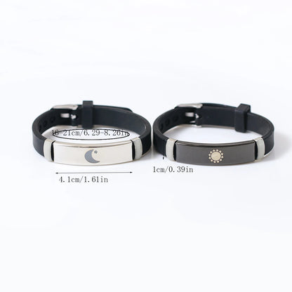 Sun Moon Stars Silicone Couple Bracelets 2 Piece Set