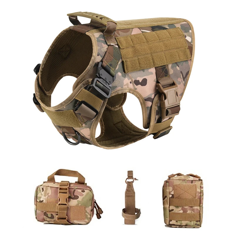 Military Tactical Dog Harness Vest And Leash Set For All Breeds Training