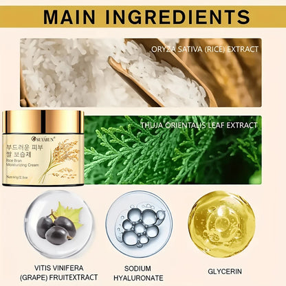 SUYARUN Korean Rice Extract Hydrating Face Cream 24H Moisture For All Skin Types