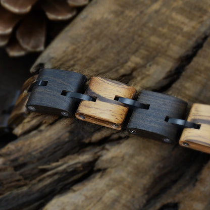 Wooden Stainless Steel Mens Bracelets Fashion Jewelry Gift