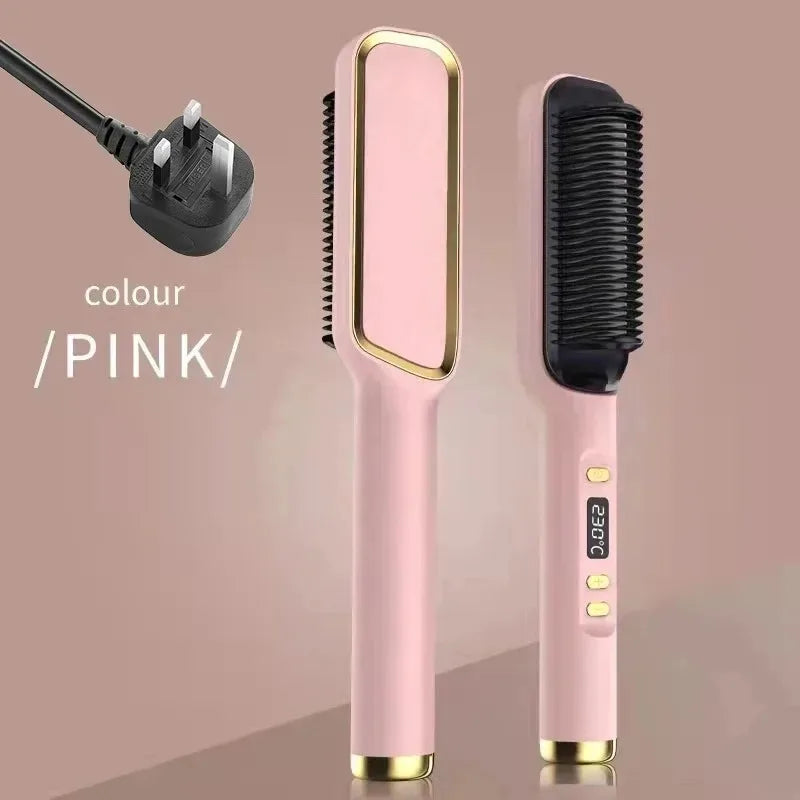 Hair Straightener Brush Electric Hot Comb For Dry And Wet Hair Curly Styling