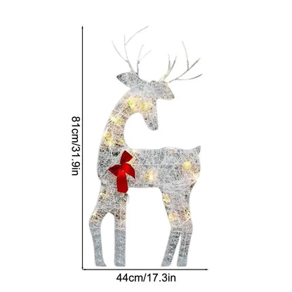 Led Light Iron Art Elk Deer Lighted Christmas Glow Reindeer Xmas Garden Decor