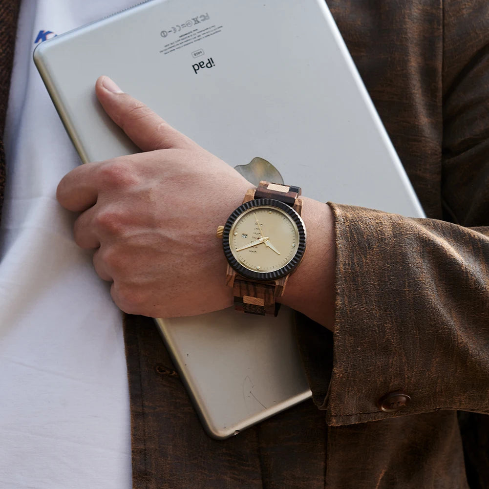 Bobo Bird Stylish Wooden Mens Watch Week And Date Display