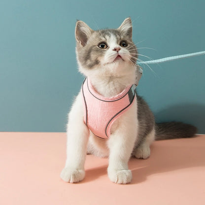 Breathable Cat Harness Leash Set With Reflective Strip For Cats And Small Dogs