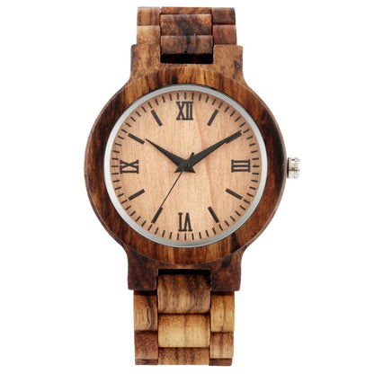Natural Zebrawood Bangle Watch for Men Quartz Wristwatch